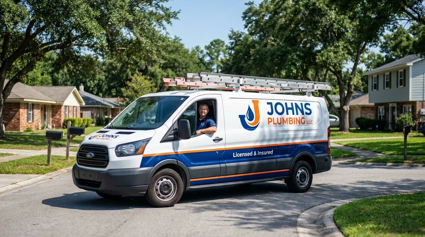 Johns Plumbing LLC service van in Stoneville, NC