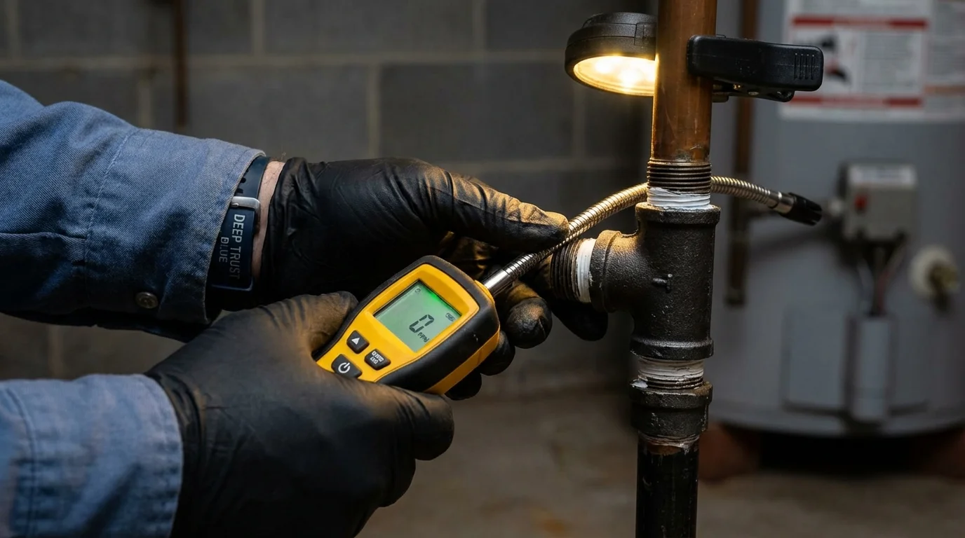 Gas leak detection with electronic sniffer by Johns Plumbing LLC in Stoneville